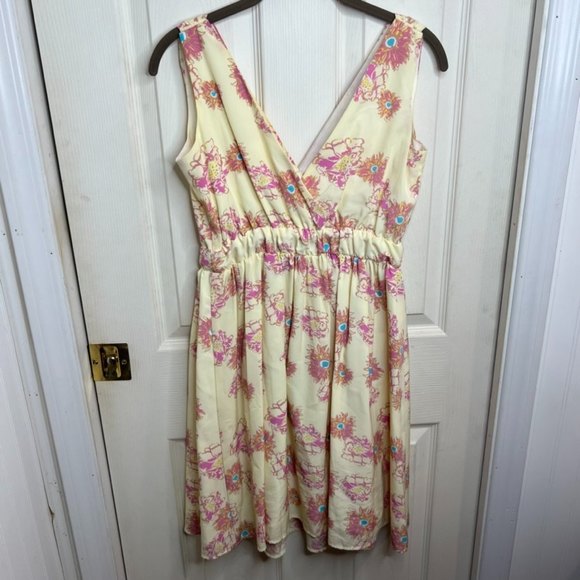 Anthropologie O by Organics Floral Pink/Yellow Dress Size 4 - Picture 7 of 11